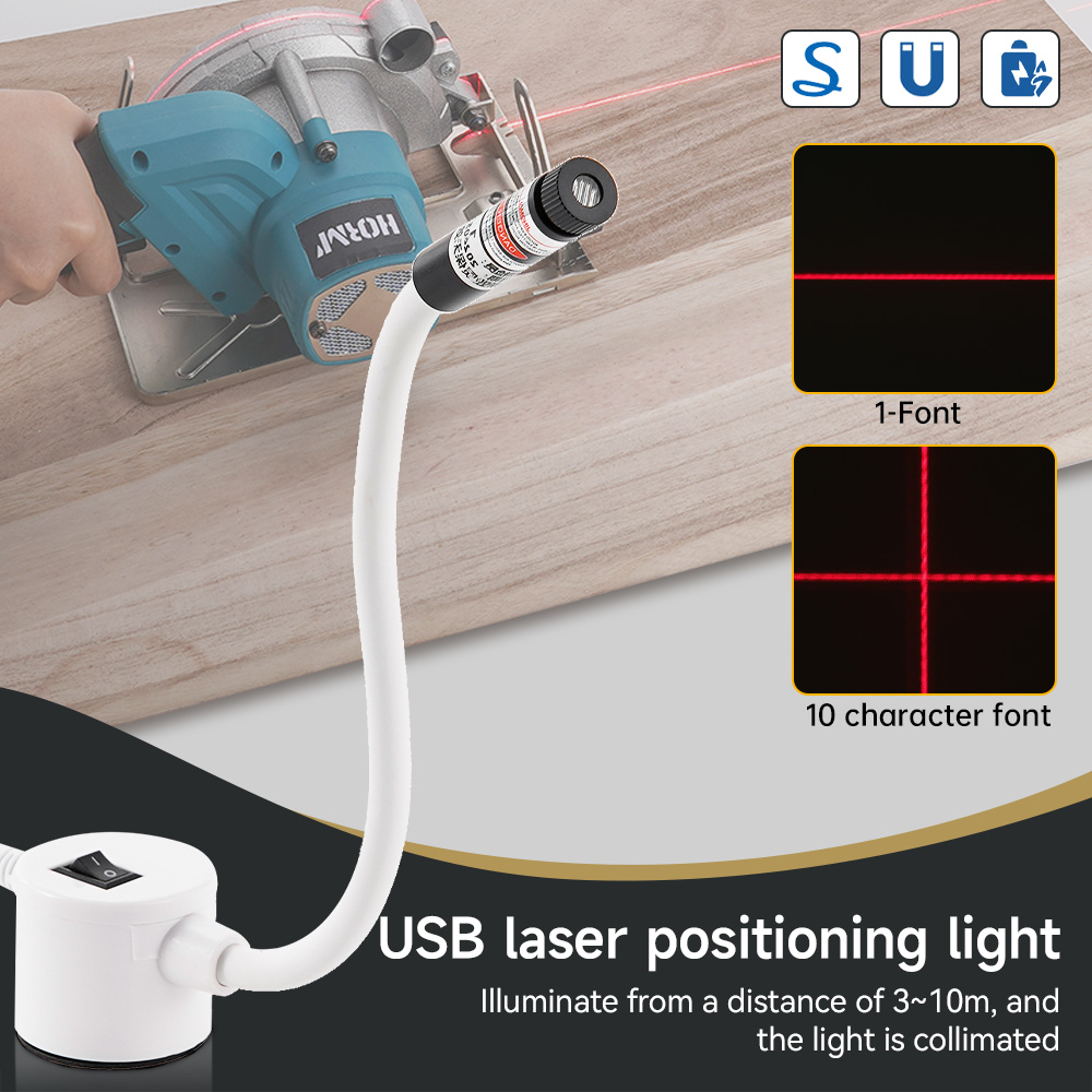 Industrial Laser Cutter - USB 電源赤色レーザーライト縫製位置決めランプ切断磁気ベース DC5V ライン/クロスミシンアクセサリー