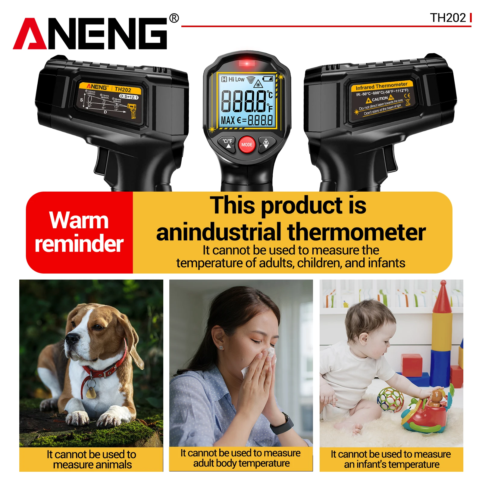 ANENG TH202 レーザー温度計とVC1010電圧テス - Industrial Laser Pen のレビューと価格