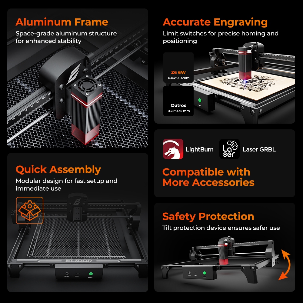 ELIDOR Z6 6W レーザー彫刻機・切断機 CNC ダ - Industrial Laser Cutter のレビューと価格