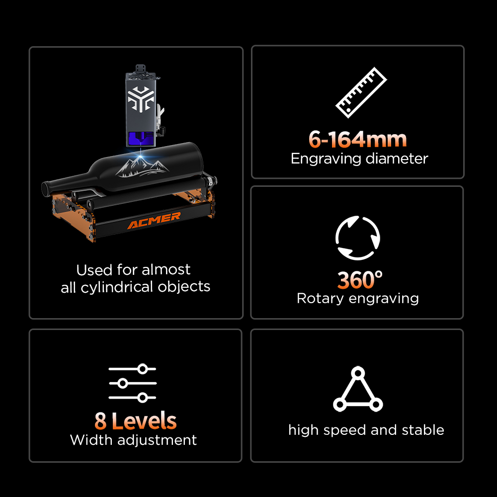 ACMER M3 レーザーロータリーローラー 360 °   - Industrial Laser Cutter のレビューと価格