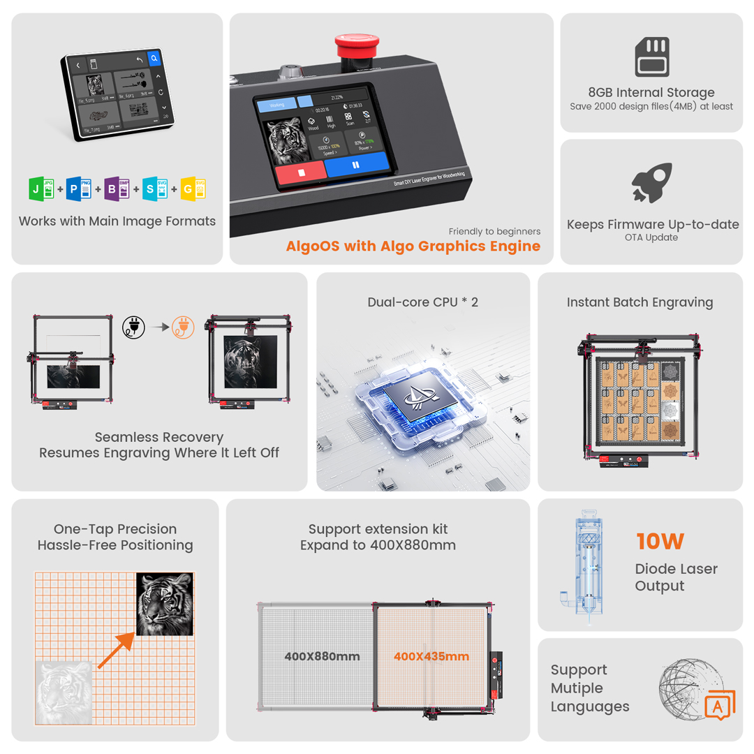 AlgoLaser DIYキット MK2 10Wレーザー彫刻 - Industrial Laser Cutter のレビューと価格