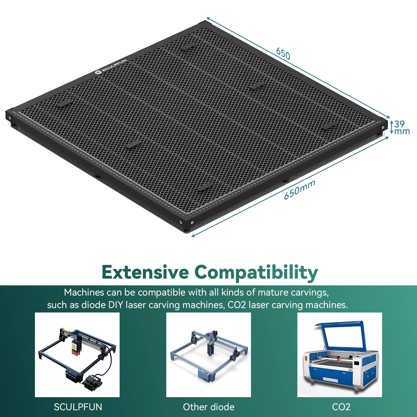 SCULPFUN 600x600mm ハニカムパネルワークベ - Co2 Laser Engraving Machine のレビューと価格