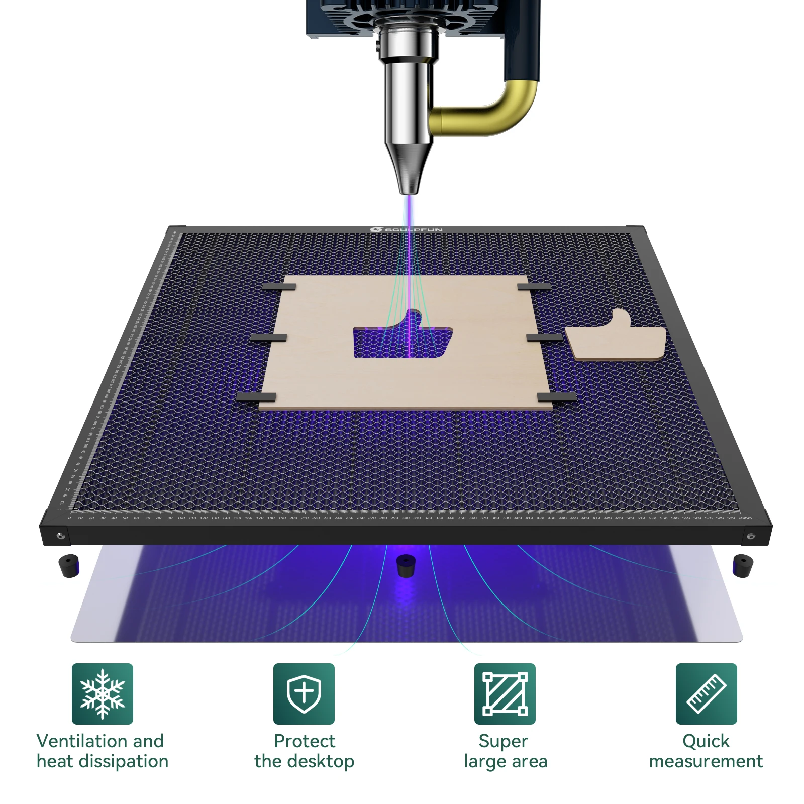 SCULPFUN 600x600mm ハニカムパネルワークベ - Co2 Laser Engraving Machine のレビューと価格